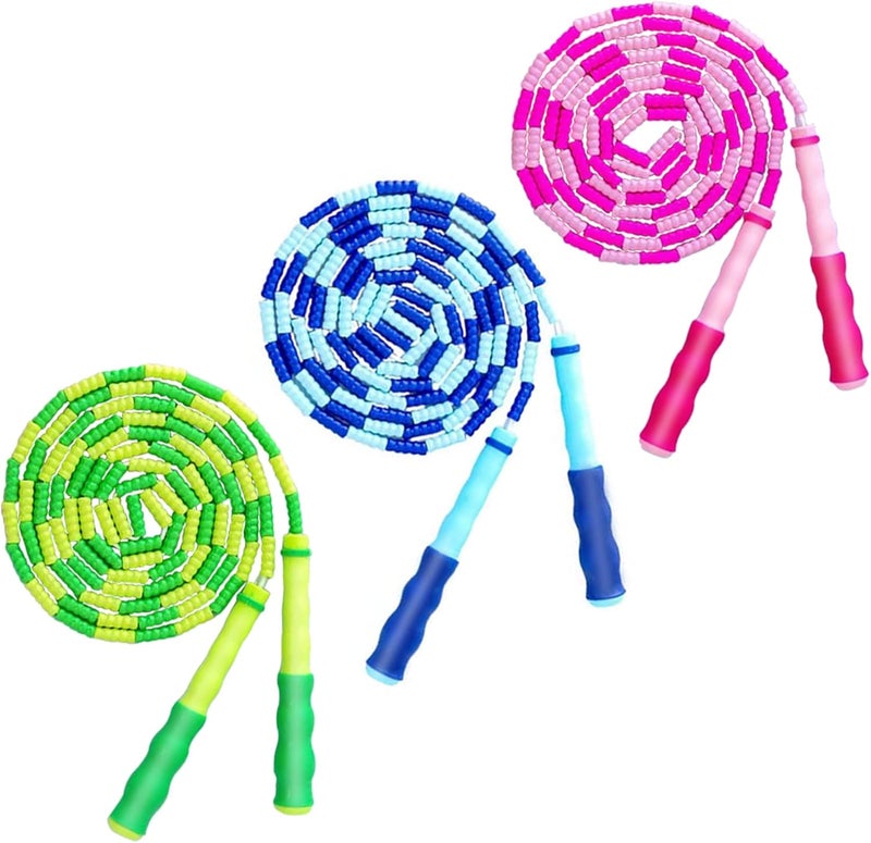 TYSISKNO Jump Rope for Kids Girls and Boys, Soft Beaded Jump Ropes, Adjustable Skipping Rope, Tangle-Free Segmented Rope for Kid and Women Men Adults Exercise, Keeping Fit, Training - 9.2Ft - Image 1